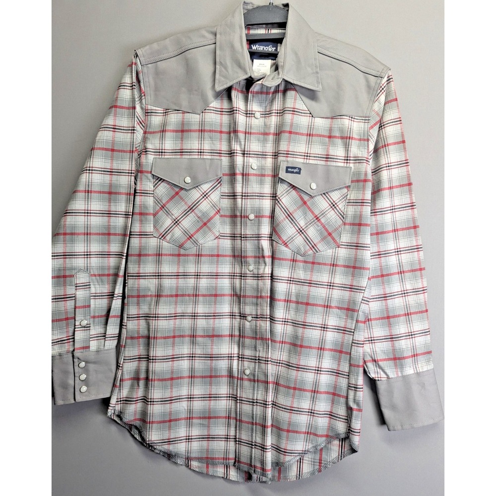 Wrangler Men's Size medium, startch stiff Thick Brush Popper Pearl Snap MS724GM